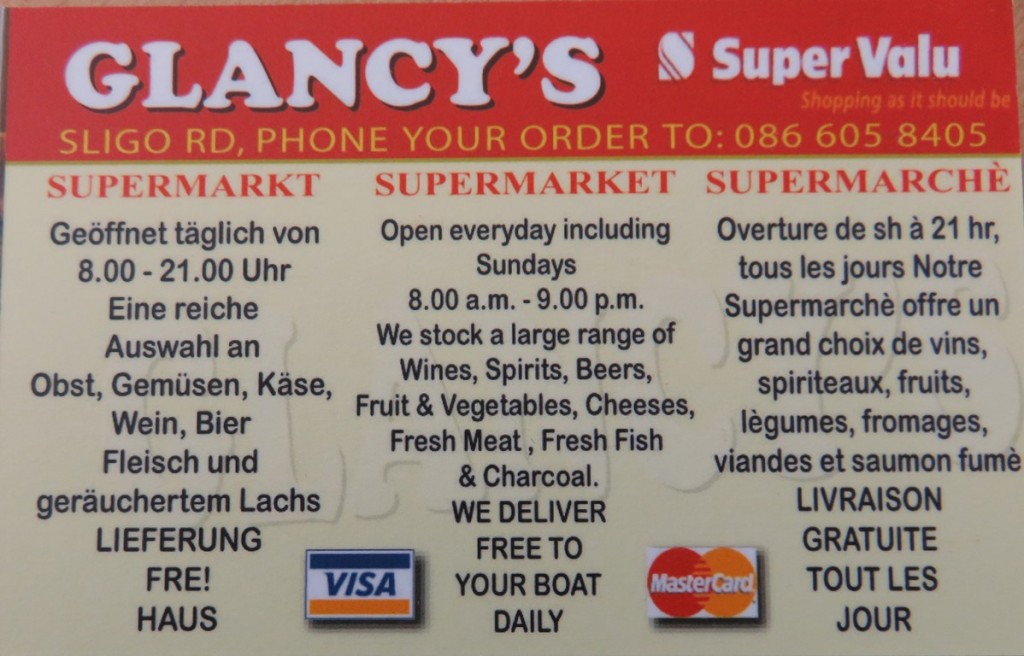 Glancys Supervalu deliver free to your boat.